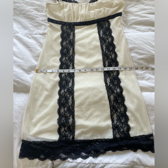 Vintage empire waist sheer cap sleeve cream & black lace Victorian Y2K dress | L - Picture 13 of 16